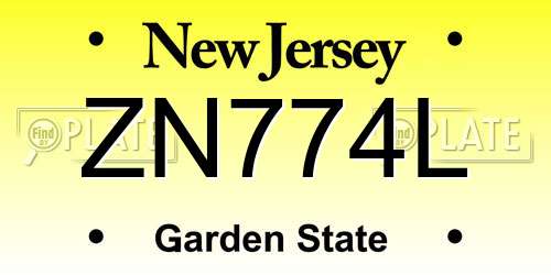 ZN774L New Jersey License Plate