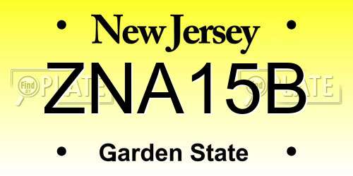 ZNA15B New Jersey License Plate
