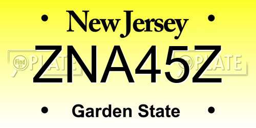 ZNA45Z New Jersey License Plate