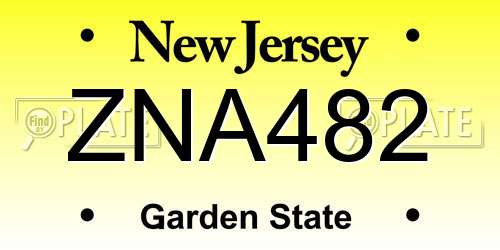 ZNA482 New Jersey License Plate