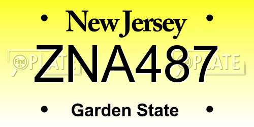 ZNA487 New Jersey License Plate