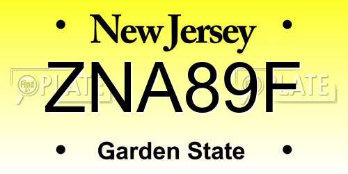 ZNA89F New Jersey License Plate