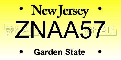 ZNAA57 New Jersey License Plate