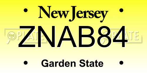 ZNAB84 New Jersey License Plate
