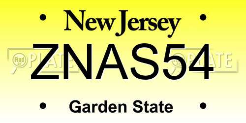 ZNAS54 New Jersey License Plate