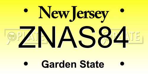 ZNAS84 New Jersey License Plate