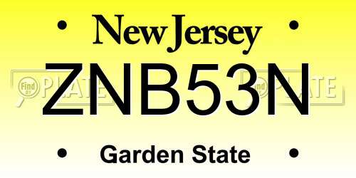 ZNB53N New Jersey License Plate
