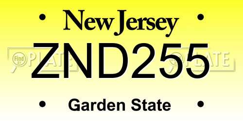 ZND255 New Jersey License Plate