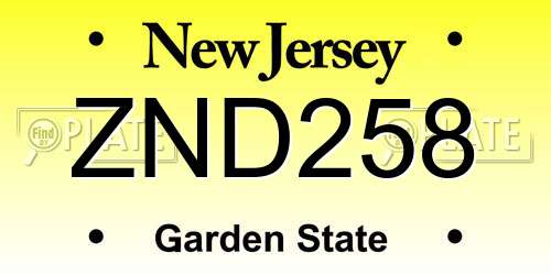 ZND258 New Jersey License Plate