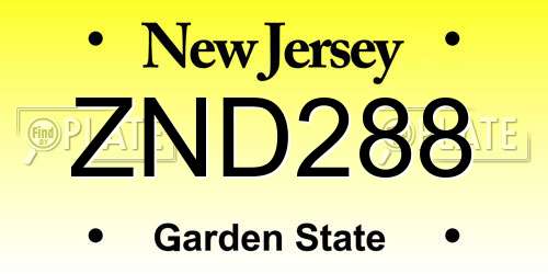 ZND288 New Jersey License Plate