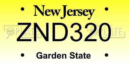 ZND320 New Jersey License Plate
