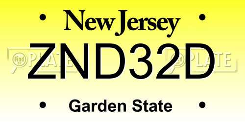 ZND32D New Jersey License Plate