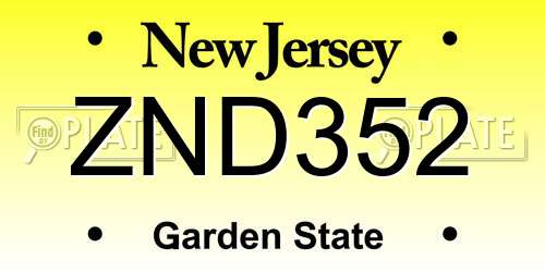 ZND352 New Jersey License Plate