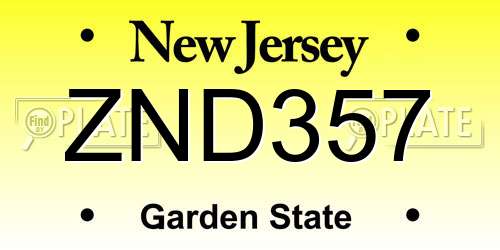 ZND357 New Jersey License Plate