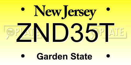 ZND35T New Jersey License Plate