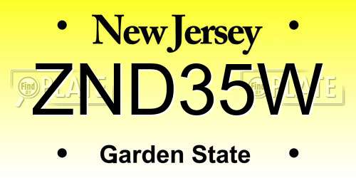 ZND35W New Jersey License Plate