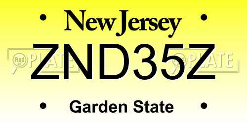 ZND35Z New Jersey License Plate