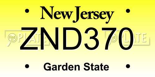 ZND370 New Jersey License Plate