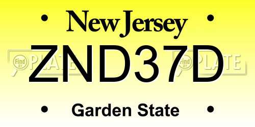 ZND37D New Jersey License Plate