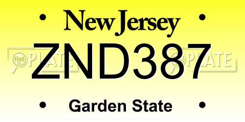 ZND387 New Jersey License Plate