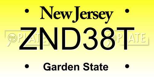 ZND38T New Jersey License Plate