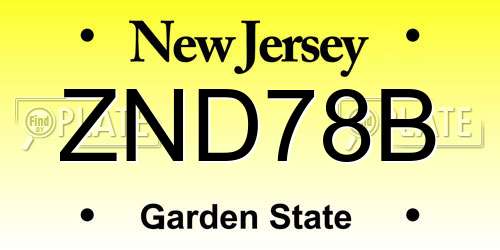 ZND78B New Jersey License Plate