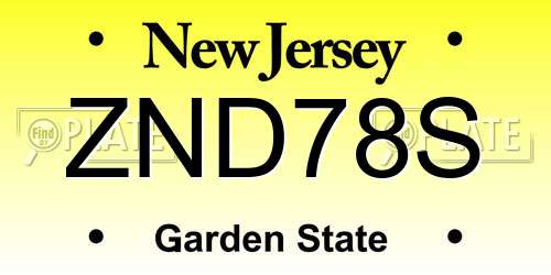 ZND78S New Jersey License Plate