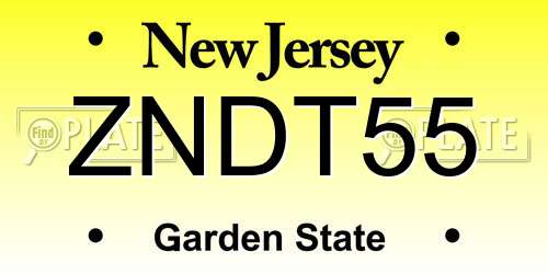 ZNDT55 New Jersey License Plate