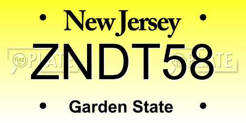 ZNDT58 New Jersey License Plate