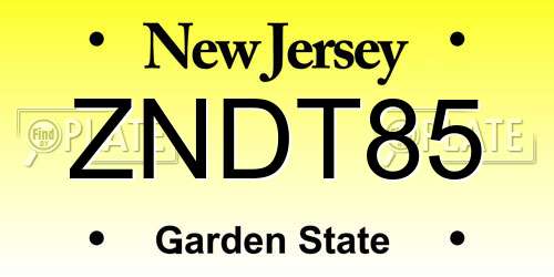 ZNDT85 New Jersey License Plate