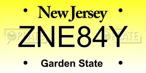ZNE84Y New Jersey License Plate