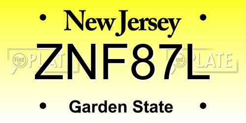 ZNF87L New Jersey License Plate