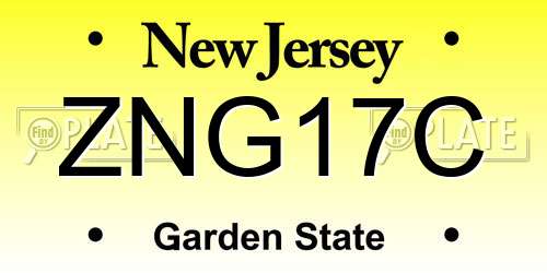 ZNG17C New Jersey License Plate