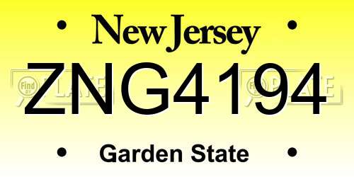 ZNG4194 New Jersey License Plate