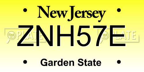 ZNH57E New Jersey License Plate