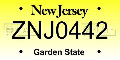 ZNJ0442 New Jersey License Plate