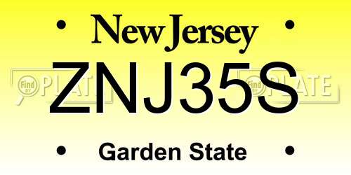 ZNJ35S New Jersey License Plate