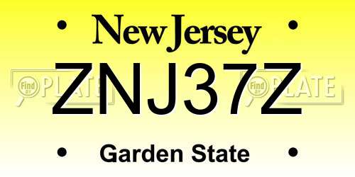 ZNJ37Z New Jersey License Plate