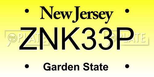ZNK33P New Jersey License Plate