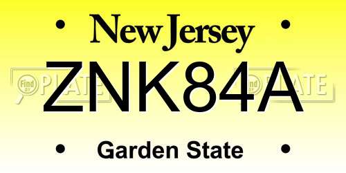 ZNK84A New Jersey License Plate