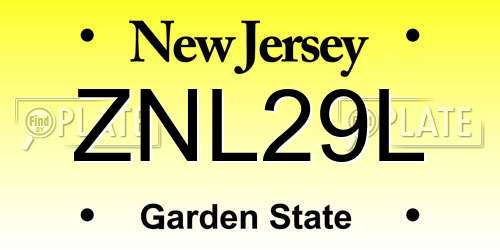 ZNL29L New Jersey License Plate