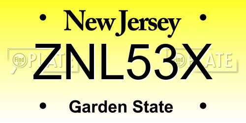 ZNL53X New Jersey License Plate