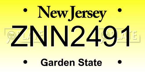 ZNN2491 New Jersey License Plate