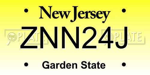 ZNN24J New Jersey License Plate