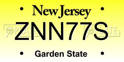 ZNN77S New Jersey License Plate