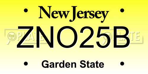 ZNO25B New Jersey License Plate