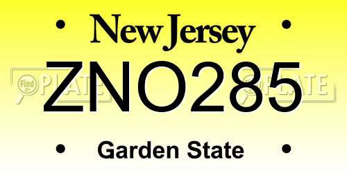 ZNO285 New Jersey License Plate