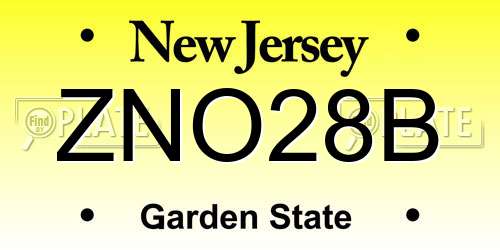 ZNO28B New Jersey License Plate