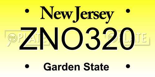 ZNO320 New Jersey License Plate