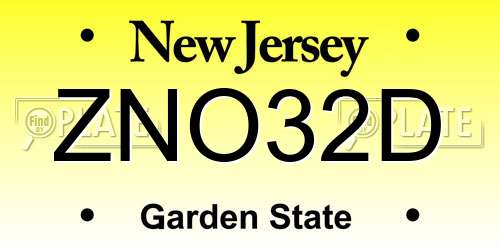 ZNO32D New Jersey License Plate